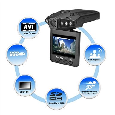 Haoponer Portable 2.5-Inch HD Car Vehicle Safety Backup DVR Road Dash Video Camera Recorder Traffic Dashboard Camcorder