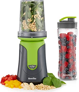 Breville Blend Active Compact Food Processor and Smoothie Maker, 1 x Processor Bowl, 1 x Portable Blending Bottle (600 ml) 300 W, Green [VBL241]