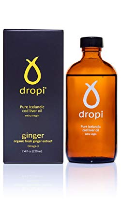 Dropi Pure Icelandic Cod Liver Oil Extra Virgin (220 ML - Liquid - Ginger)