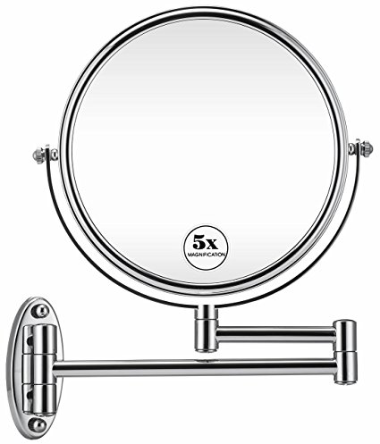 Gloriastar Wall Mount Makeup Mirror,1x/5x Magnification, 8-Inch,Chrome