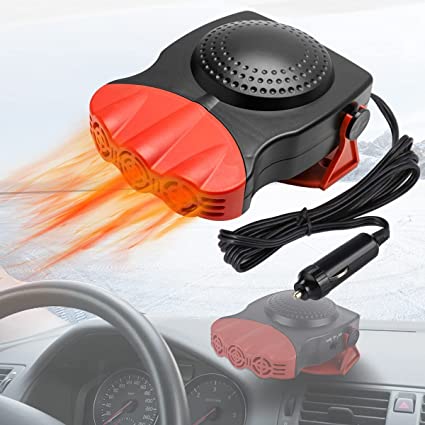 Car Heater, 12V Heater Fan Portable Car Heating Heater Anti-Fog Plug in Cigarette Lighter Defroster 2 in 1 Heating/Cooling Fan Windshield Defogger Defroster for Golf Cart & Truck Heater (red)