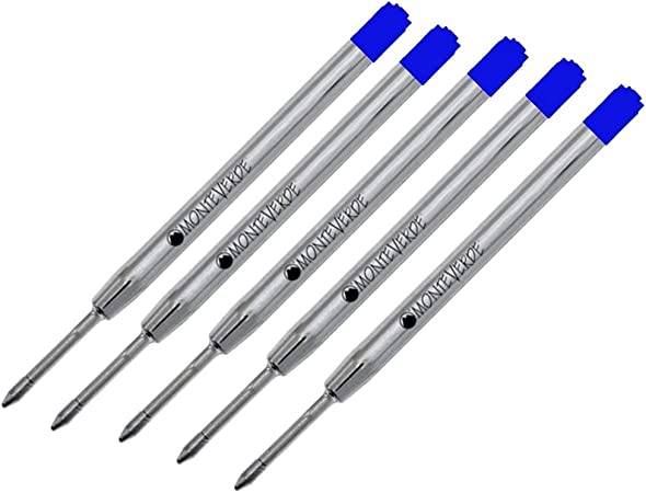 5 - Monteverde P13 Ballpoint Pen Refills to Fit Parker Ballpoint Pens, Medium Point, Bulk Packed (Blue)