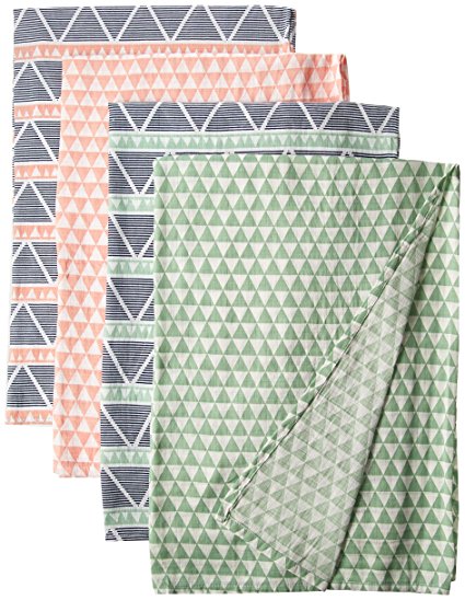 Bacati Emma Aztec Triangles 4 Piece Cotton Muslin Swaddling Blankets, Mint