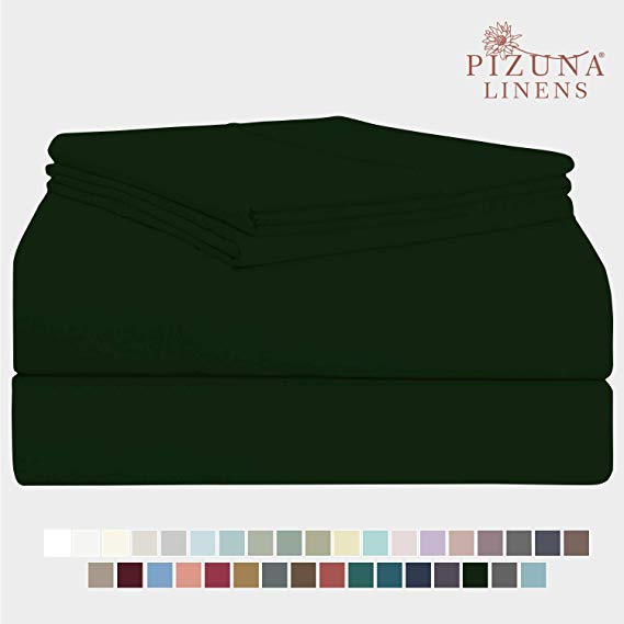 Pizuna 400 Thread Count Cotton Queen Sheets Set Green Pastures, 100% Long Staple Cotton Soft Sateen Bed Sheets fits Upto 15 inch Deep Pocket (Green Pastures 100% Cotton Queen-Size Sheet)