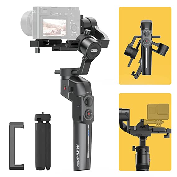 MOZA Mini P MAX Gimbal Handheld Stabilizer for Smartphone Mirrorless Camera Action Cameras Up to 2.2Lb Updated Version 3-Axis Cross-Platform Gimbal 20h Runtime