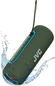 JVC Illuminated Portable Wireless Speaker with 20W max outputs, Dynamic Sound, Bluetooth 5.0, TWS Capability, USB-C, IPX5, AUX in, up to 5-Hour Battery Life - SPPA5BTG (Green)