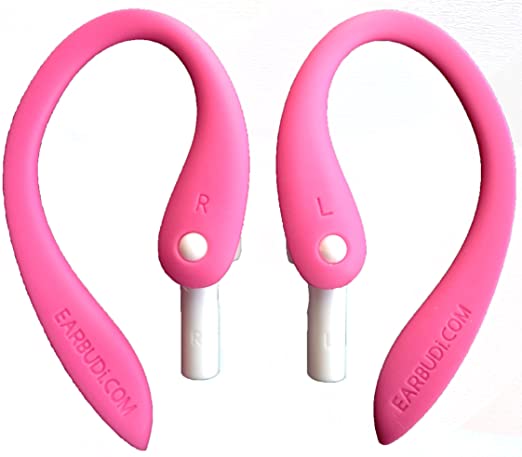 EARBUDi Ear Hooks Compatible with Apple EarPods | Adjustable Rubber Ear Loops Keep Apple EarPods in Place During Activity | Made for Wired EarPods That Come Free with Every iPhone | Pink