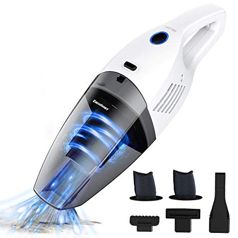 Excelvan Handheld Vacuum Cordless 9KPA, Rechargeable Handheld Vacuum Cleaner with 18V Lithium Quick Charge, Powerful Cyclone Suction Wet Dry Vacuum for Car Home Pet Hair Cleaning