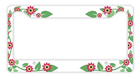 ThisWear Flower License Plate Frame Red Flower Gifts for Women Floral Novelty License Plate Frame White