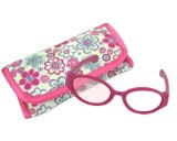 18 Inch Doll Pink Sunglasses and Case 2 Pc Set Perfect for 18 Inch American Girl Dolls Clothes and More by Sophias Hot Pink Doll Glasses and Floral Print Eyeglass Case