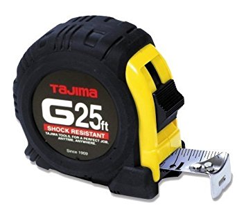 Tajima G-25BW 25' x 1" G-Series Shock Resistant Tape Measure - Standard Scale