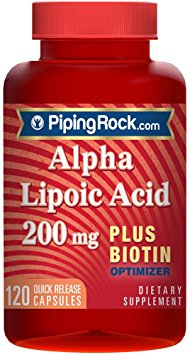 Piping Rock Alpha Lipoic Acid 200 mg Plus Biotin Optimizer 120 Quick Release Capsules Dietary Supplement