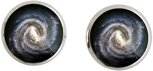 Small Silver Tone Milky Way Stud Earrings