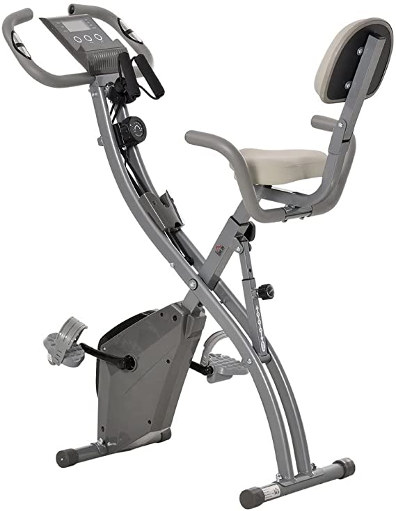 HOMCOM Bicicleta Estática Plegable Regulable en Altura Resistencia Magnética Ajustable Bicicleta de Ejercicio Fitness con Pantalla LCD y Asiento con Respaldo