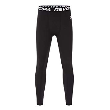 Devoropa Youth Boys' Compression Leggings Sports Tights Fleece Lined Thermal Base Layer Pants