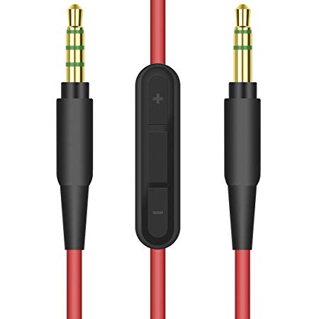 Geekria 2nd Replacement Cable with Mic for Skullcandy Hesh, Hesh 2, Crusher, Grind/Audio Cord with Volume Control and Microphone, Works With Android, Apple Device and Windows Phone (Red)