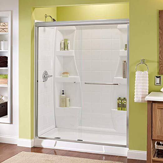 Delta SD3956962 Classic Semi-Frameless Traditional Sliding Shower, 60" x 70", Chrome/Clear Glass