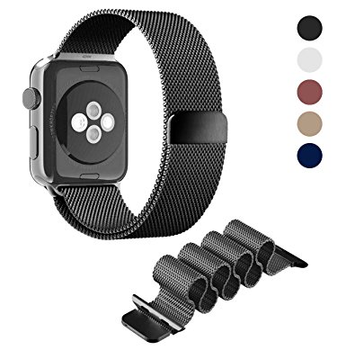 Dreams Mall(TM)Apple Watch Iwatch Sport&Edition 42mm,Milanese Stainless Steel Bracelet Metal Loop Wrist Strap Band Replacement,Black