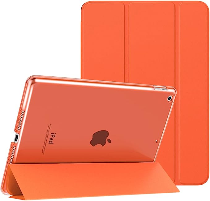 MoKo Case for iPad 10.2 iPad 9th Generation 2021/ iPad 8th Generation 2020/ iPad 7th Generation 2019, Slim Stand Hard Back Shell Smart Cover Case for iPad 10.2 inch, Auto Wake/Sleep, Orange