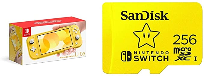 Nintendo Switch Lite - Yellow with SanDisk 256GB MicroSDXC UHS-I Card for Nintendo Switch