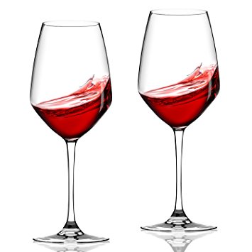 Lovinpro Hand Blown Wine Glass Set of 2,100% Lead Free Long Stem Red Bordeaux/Cabernet Wine Glasses 21 oz ，Crystal Clear Glassware Great Gift for Wine Lover