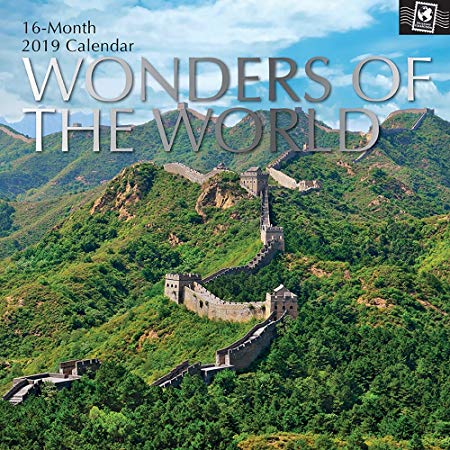 2019 Wall Calendar - Wonders of The World Calendar, 12 x 12 Inch Monthly View, 16-Month, Travel and Destination Theme, Includes 180 Reminder Stickers