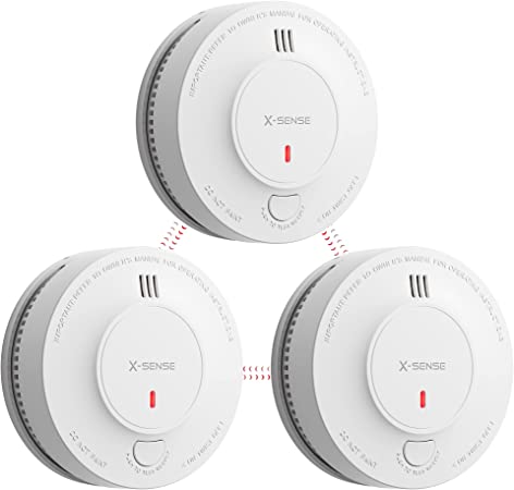 X-Sense Wireless Interconnected Smoke Alarm with Sealed 10-Year Battery, Smoke Detector Conforms to EN 14604 Standard, SD19-W, Link , 3-Pack