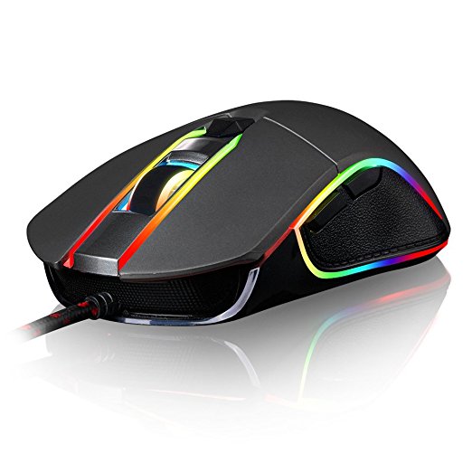 Motespeed Wired 4000 DPI Gaming Mouse Support Macro Programming, with 6 Buttons, Adjustable RGB Backlit, 4 Adjustable DPI Mouse for PC, Laptop, Apple Macbook (Black)