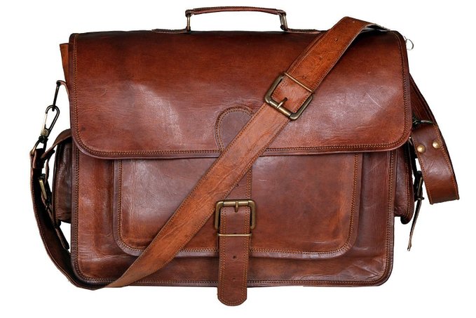 G bag T Vintage Leather Laptop Bag 16" Messenger Handmade Briefcase Crossbody Shoulder Bag