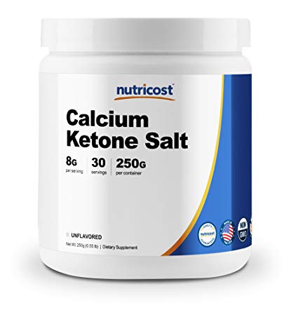 Nutricost Calcium BHB Salts, Exogenous Ketone Supplement, 6.5g Beta-Hydroxybutyrate per Serving, 250 Grams (30 Serv)