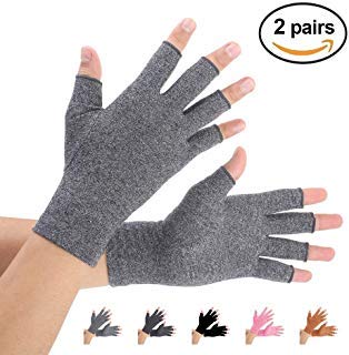 Brace Master 2 Pairs Compression Arthritis Gloves Support and Warmth for Hands, Finger Joint, Relieve Pain from RSI, Carpal Tunnel and Tendonitis for Women and Men (Gray, X-Large)