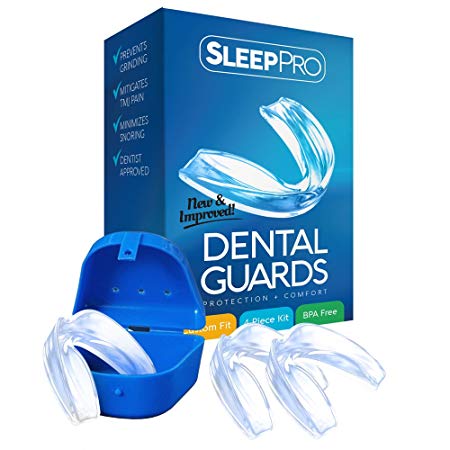 Mouth Guard for Grinding Teeth and Clenching - Night Guards to Prevent TMJ and Bruxism - Professional Dental Guards for Mouth and Jaw Pain - 3 Custom Fit Teeth Guards   Antibacterial Case
