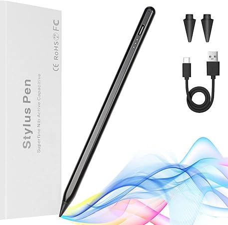 Stylus Pen for iPad 2018-2023, WOVTE Apple pencil with Tilt Sensitivity Palm Rejection Compatible with iPad Pro 11" 1/2/3rd/ 12.9" 3/4/5th, iPad 6/7/8/9th/Air 3/4/5th, iPad mini 5/6th Gen (Black)