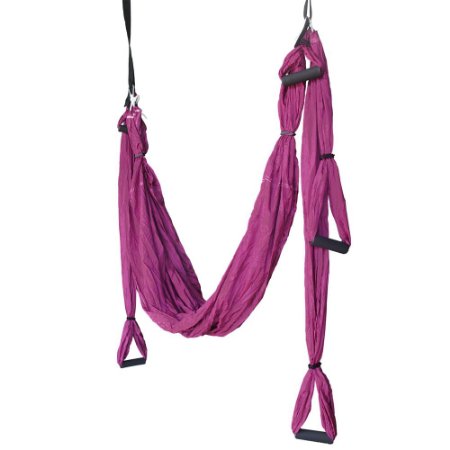 Relefree New Inversion Anti-Gravity Aerial Traction Yoga Fitness Swing Hanging High Strength Inversion Therapy Anti-Gravity Aerial Yoga Gym Fitness Swing Purple
