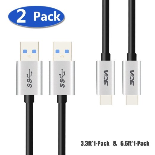 Type C Cable,VCE 2-PACK (3.3ft*1,6.6ft*1) Aluminum Housing USB 3.1 Type C to USB 3.0 Type A Cable for Type C Supported Devices,Space Grey