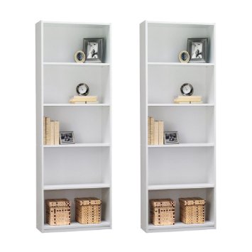 Ameriwood 5-Shelf Bookcase Set of 2 White