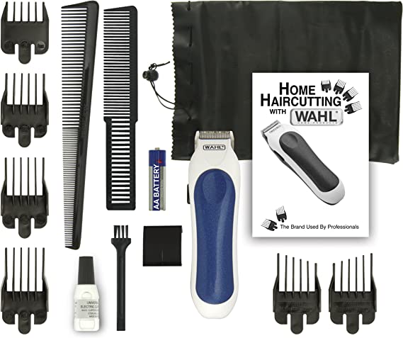 WAHL 93071101 Cordless Mini Pro 14-Piece Touch-Up and Trim Haircutting Kit, White/Blue