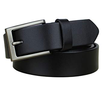 Bullko Men's Genuine Leather Dress Casual Belt 1.25" Width Classic Buckle