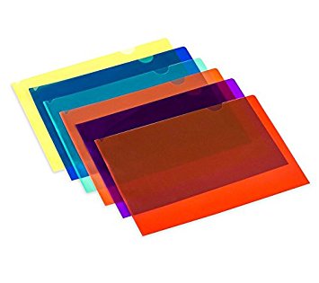 Lightahead LA-7555 Clear document Folder, A4 size, Set of 12 in 6 assorted Colors, Blue, Green, Orange, Yellow, Purple, Maroon