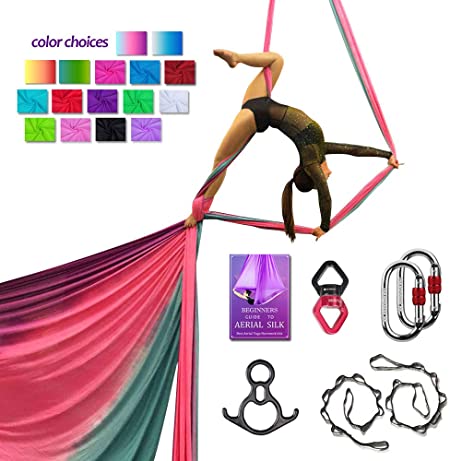 Aerial Silks Deluxe Equipment Set for Aerial Yoga, Aerial Yoga Hammock, Aerial Acrobatic,Circus Arts, Aerial Dance(L:10m W:2.8m