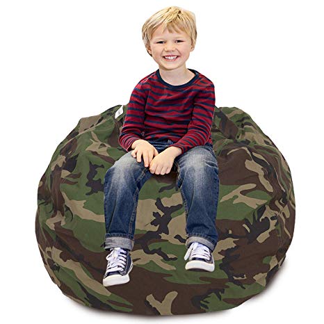 CALA Stuffed Animal Storage Bean Bag Chair- Extra Large 38" Kids Soft Toy Storage - 100% Cotton Canvas Bean Bag Chair(Camouflage)