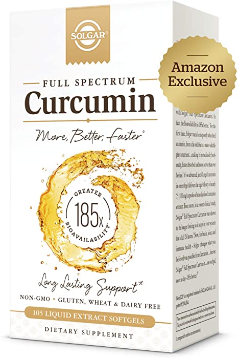 Solgar Full Spectrum Curcumin Liquid Extract, 105 Softgels - Faster Absorption - Brain, Joint & Immune Health - Long Lasting Support - Non GMO, Gluten Free, Dairy Free - 105 Servings