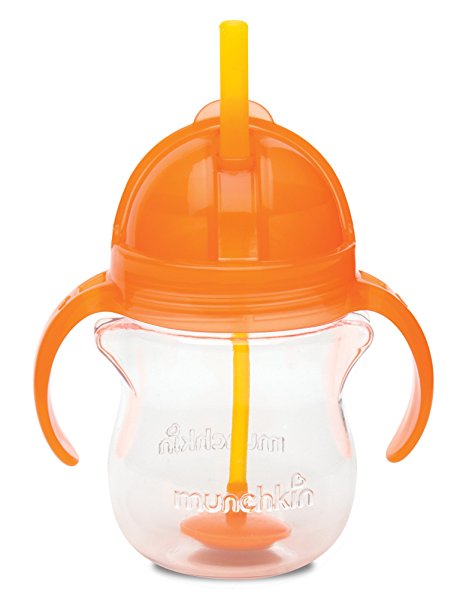 Munchkin Click Lock Weighted Flexi Straw Trainer Cup, Orange, 7 Ounce