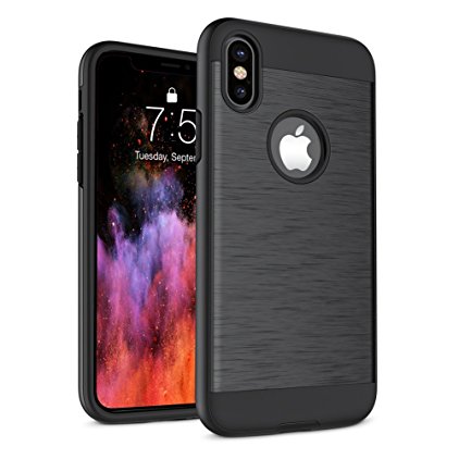 iPhone X Case, A-Maker Shockproof Full Protective Anti-Scratch Resistant of Heavy Duty Dual Layer Rugged Case for Apple iPhone X (Black)