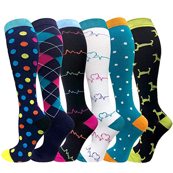 Compression Socks For Men & Women - 1/3/6 Pairs - Best Sports Socks for Running,Climbing,Sports,Flight Travel- 20-25mmHg