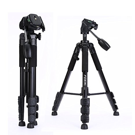 Camera Tripod, Foxin F111 Aluminum Lightweight Camera Tripods with Rocker Arm Ball Head and Carry Case for Canon Nikon Sony SLR Camera
