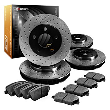 R1 Concepts CPX11169 Premier Series Cross-Drilled Rotors And Ceramic Pads Kit - Front and Rear