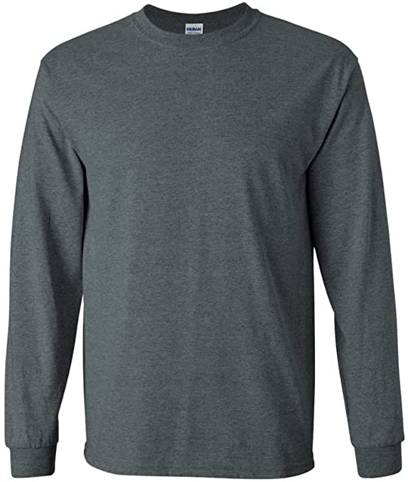 Gildan Mens Plain Crew Neck Ultra Cotton Long Sleeve T-Shirt