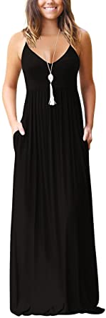 Chic-Lover Women's Summer Loose Plain Maxi Dress Casual Flowy Vacation Long Dresses with Pockets