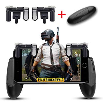 Lanyi Mobile Game Controller, 1 Pair Survival Game Triggers for Knives Out/PUBG/Rules of Survival and 1 Pair Mobile Game Controller for 4.5-6.5inch Android IOS Phones